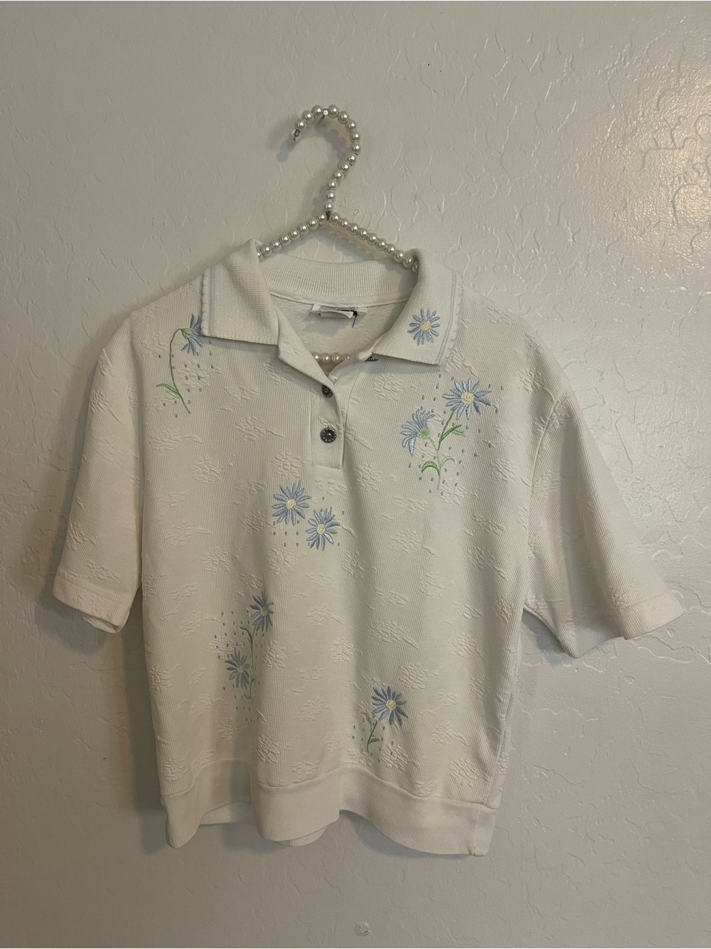 Vintage Teddi Embrodered Polo Top Size S